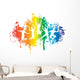 jumping people on a ink splat rainbow Wall Decal
