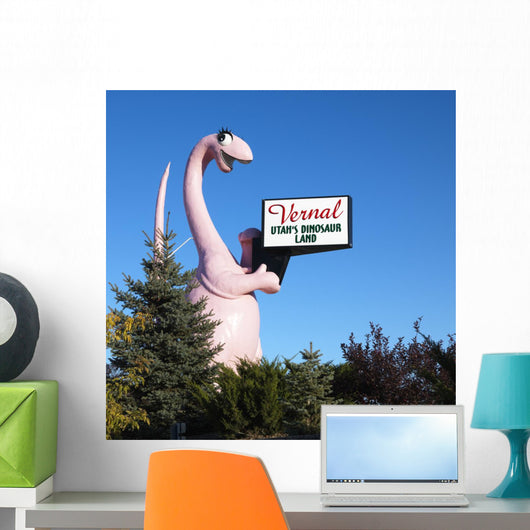 Pink Dinosaur Holding Sign