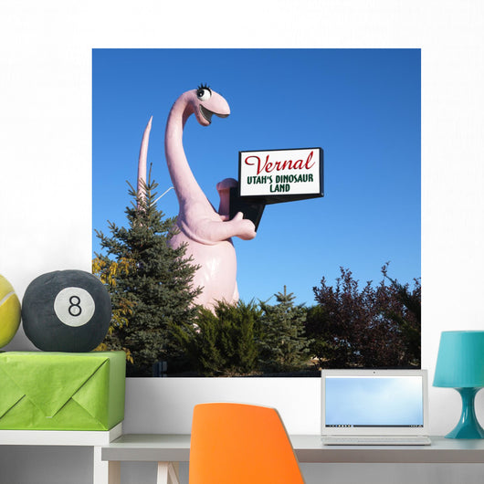 Pink Dinosaur Holding Sign