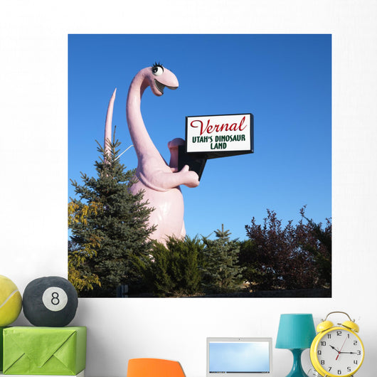 Pink Dinosaur Holding Sign