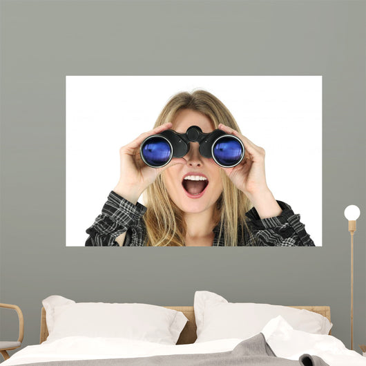 Woman with Binoculars Looking