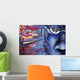 Blue Face Graffiti Wall Mural