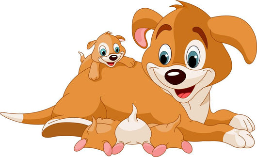 Mother dog  nursing cute puppies Wall Decal