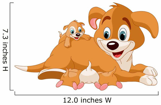 Mother dog  nursing cute puppies Wall Decal
