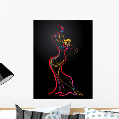 Sensual Belly Dancer Wall Mural shown on a wall