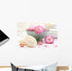 Spa scene with pink  flowers in water Wall Mural