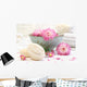 Spa scene with pink  flowers in water Wall Mural