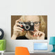 Woman Holding Vintage Camera Wall Mural