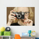 Woman Holding Vintage Camera Wall Mural