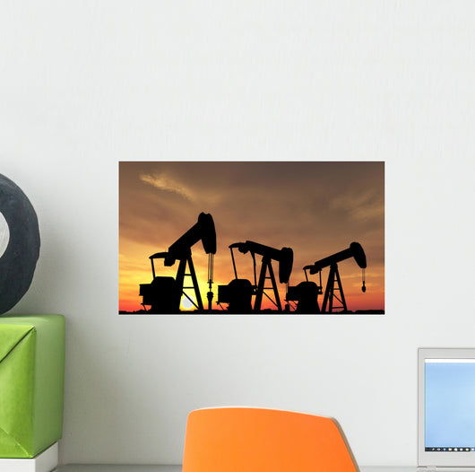 Sihouette Three Oil Pumps Wall Mural