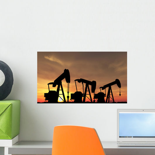 Sihouette Three Oil Pumps Wall Mural