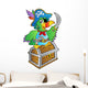 Pirate parrot on treasure chest Wall Decal