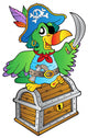 Pirate parrot on treasure chest Wall Decal
