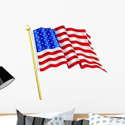 Usa Flag Wall Decal shown on a wall