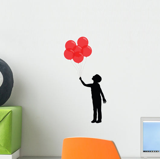 Silhouette Boy Holding Red