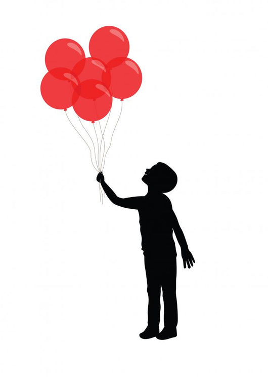Silhouette Boy Holding Red