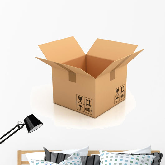 Open Empty Cardboard Box Wall Decal