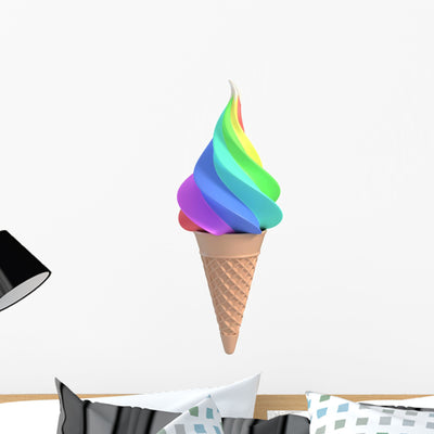 Ice Cream Colors Rainbow Wall Decal shown on a wall