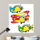 Cartoon Airplanes Funny Vector Wall Decal Sticker Set