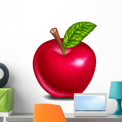Fresh Delicious Red Apple Wall Decal shown on a wall