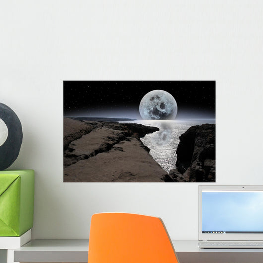Shimmering Moon and Boulders