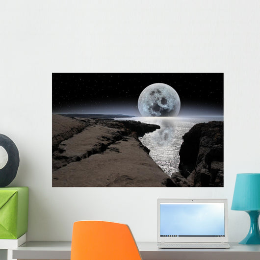 Shimmering Moon and Boulders