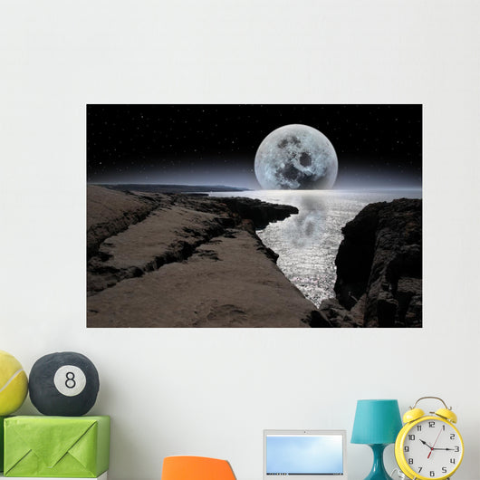 Shimmering Moon and Boulders