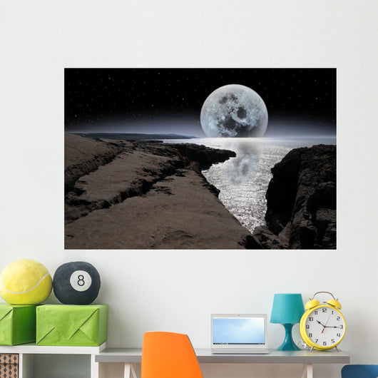 Shimmering Moon and Boulders