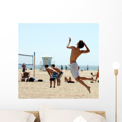 Beach Volleyball Wall Mural shown on a wall