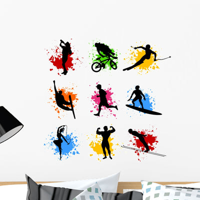 Sports Silhouettes shown on a wall