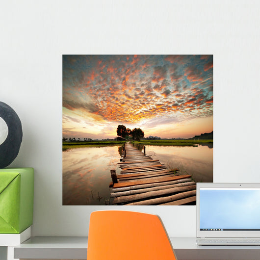River on sunset Wall Mural