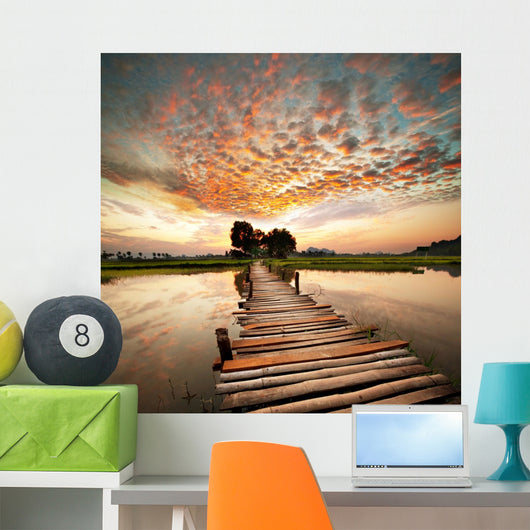River on sunset Wall Mural