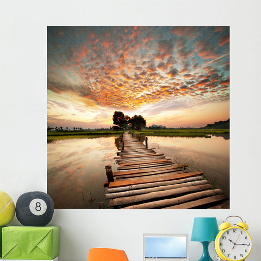 River on sunset Wall Mural