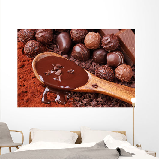 Group of chocolate close up Wall Mural