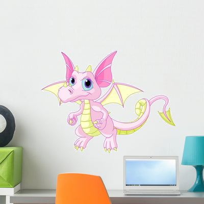Cartoon Baby Dragon shown on a wall
