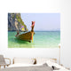 Tropical beach, traditional long tail boats, Andaman Sea, Thaila Wall Mural