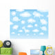 Cute background, funny toy clouds. Wall Mural