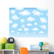 Cute background, funny toy clouds. Wall Mural