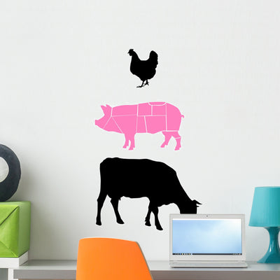 Farm Animals shown on a wall