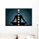 The location of the chakras on the human body, vector image Wall Mural