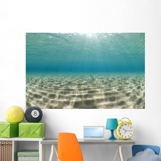 Ripples of sunlight reflected on the sandy ocean floor. Wall Mural