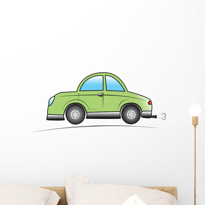 Cartoon Car Wall Decal shown on a wall