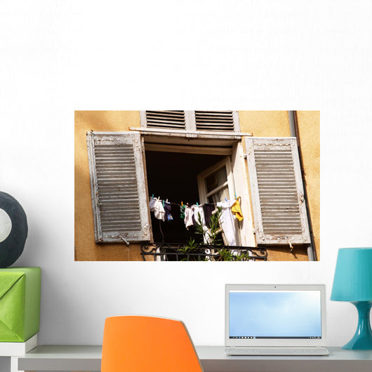 European Window with Laundry Wall Mural