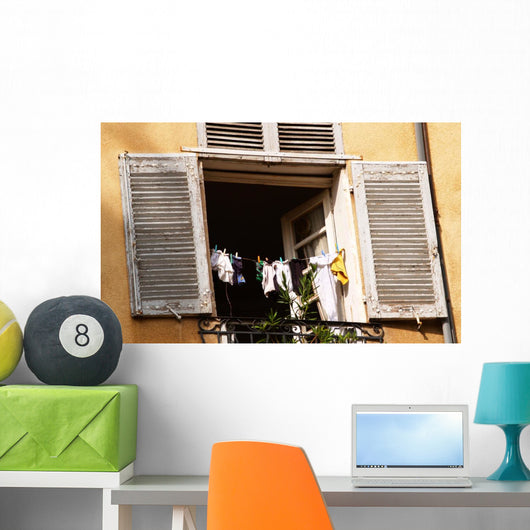 European Window with Laundry Wall Mural