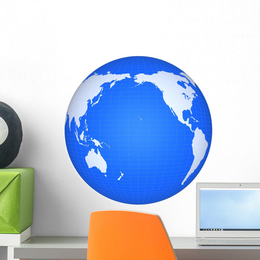 Globe Pacific Ocean White Wall Decal