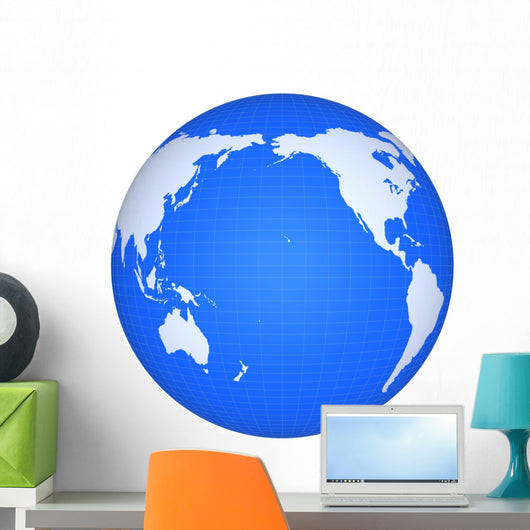 Globe Pacific Ocean White Wall Decal