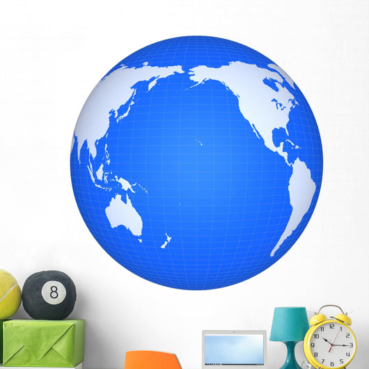 Globe Pacific Ocean White Wall Decal
