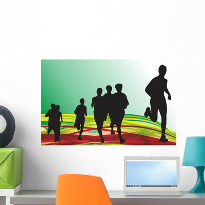 Cross-country Wall Mural shown on a wall