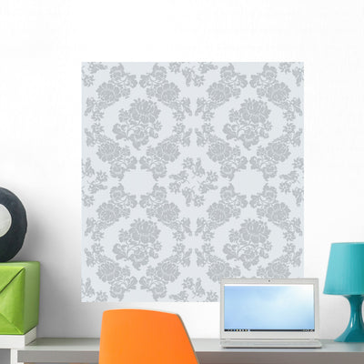 Seamless Ornament Floral Gray shown on a wall