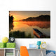 Boat on the shore of a misty lake Wall Mural